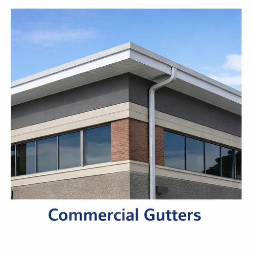 Commercial seamless gutter system installed on a Denver commercial building