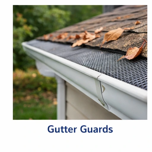 Gutter guards installed along a roof edge on a Denver home